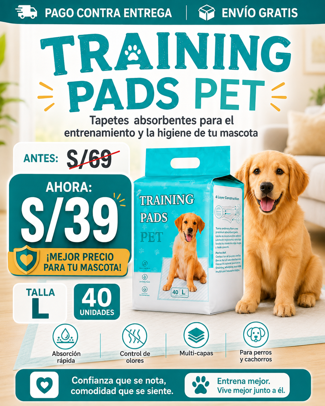 Training Pads Talla L 40 unidades