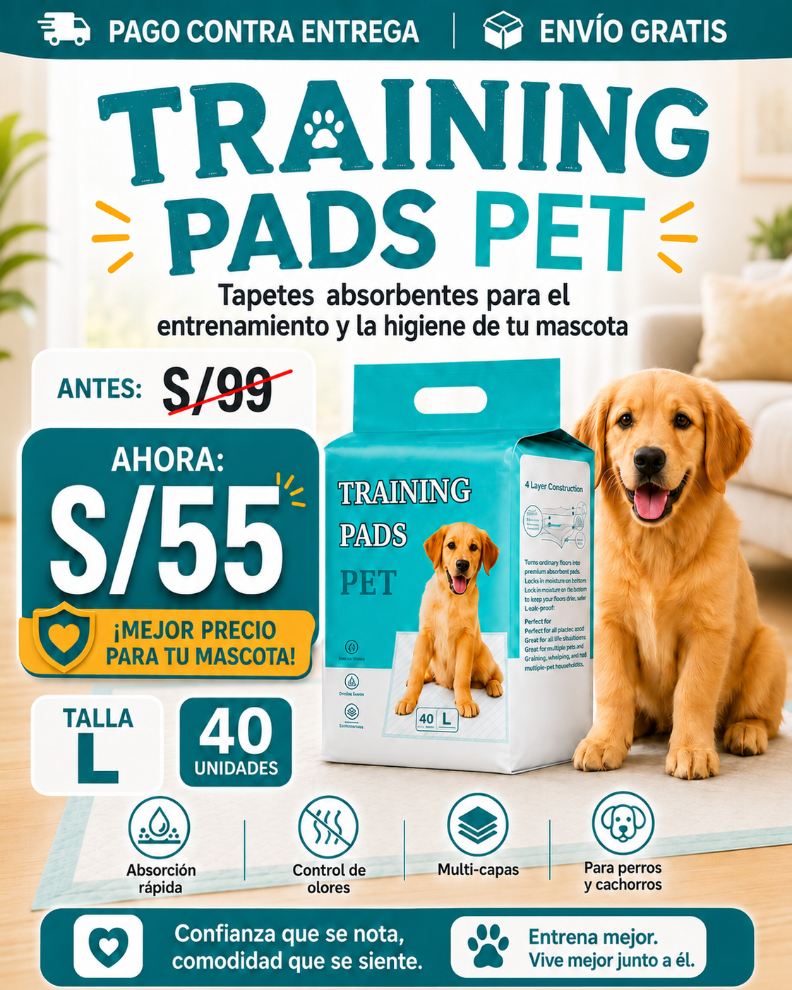 Training Pads Talla L 40 unidades