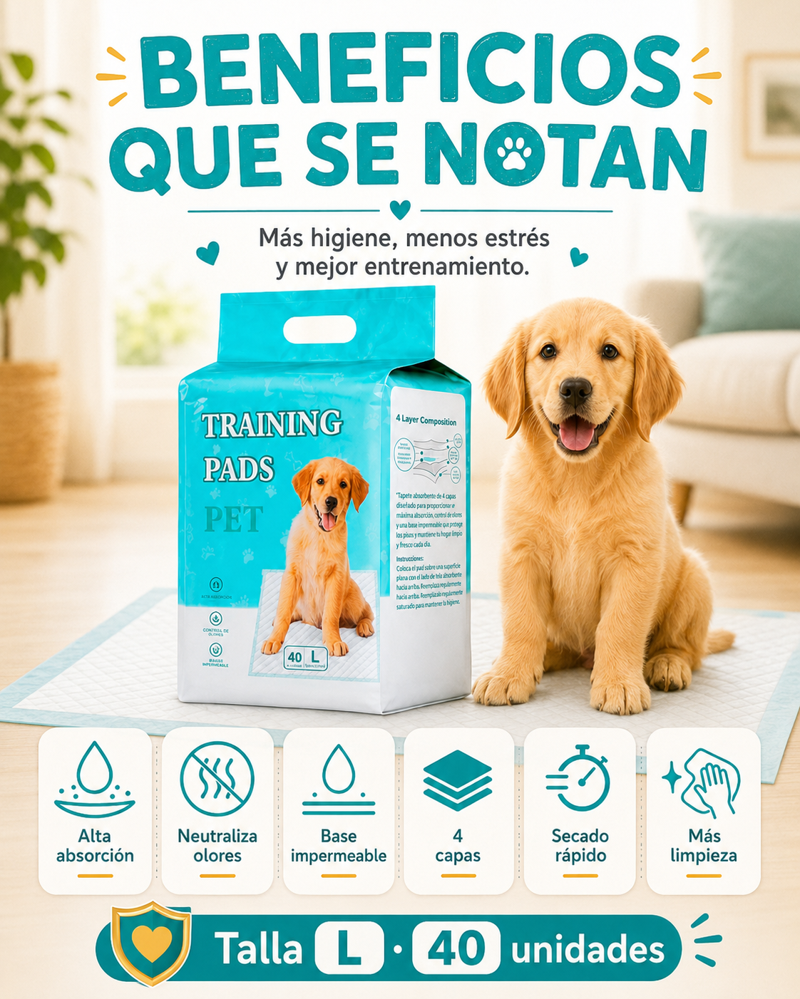 Beneficios Training Pads Talla L