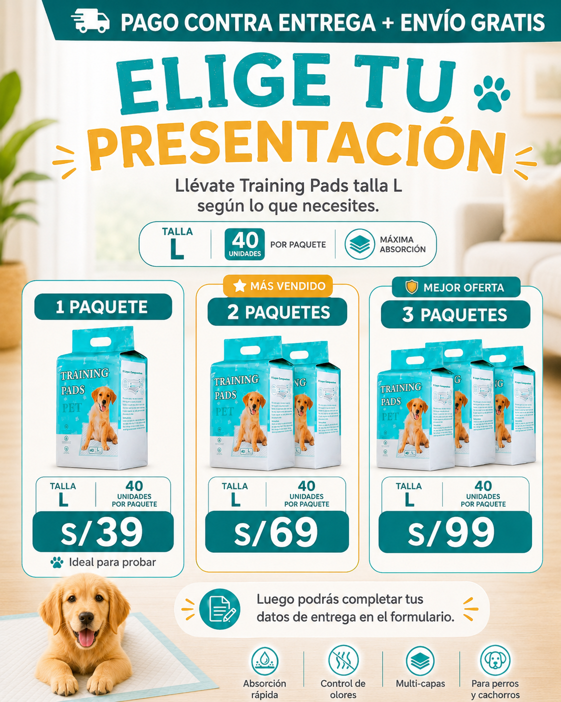 Promociones Training Pads Talla L